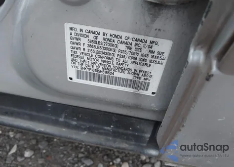 2005 Honda Pilot Ex-L from USA, damaged, VIN 2HKYF18515H518524